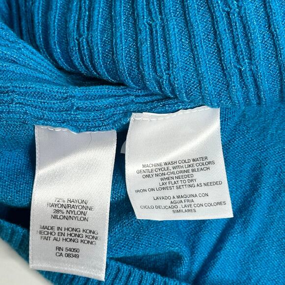 Evan-Picone Blue Cable Knit Turtleneck Sweater Womens Size Medium M Pullover - Picture 8 of 9